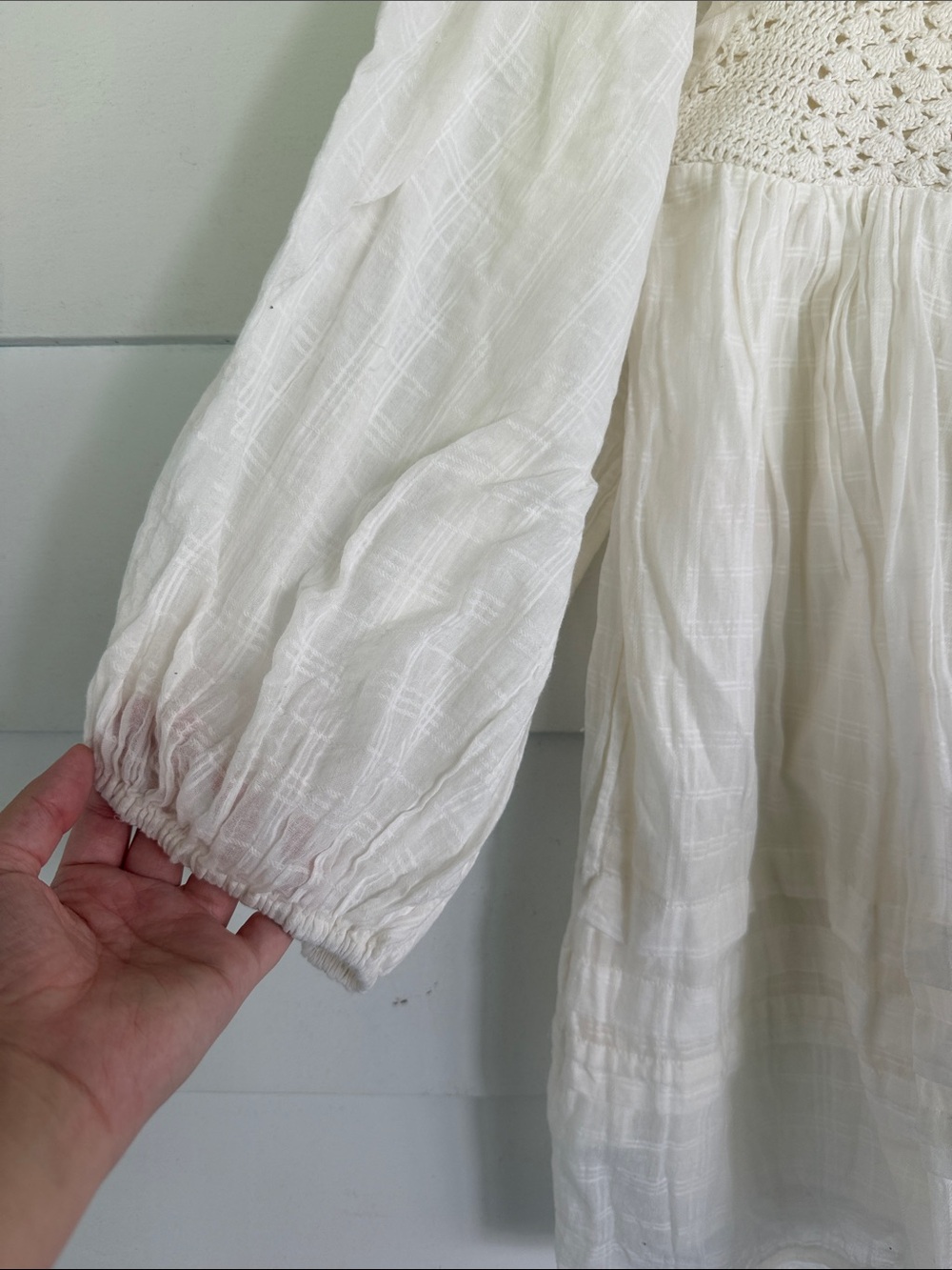 Free People White Crochet Bodice Mini Dress - Picture 3 of 6